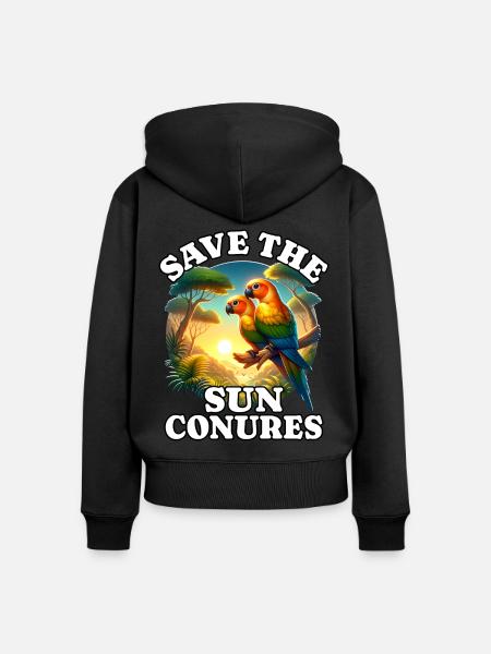 Save Sonnensittich - Frauen Premium Bio Zip Hoodie - Schwarz