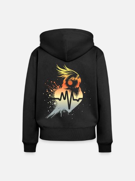 Nymphensittich Cardio - Frauen Premium Bio Zip Hoodie - Schwarz