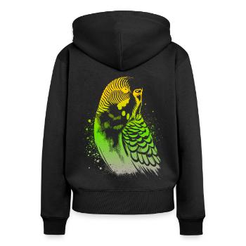 Wellensittich - Frauen Premium Bio Zip Hoodie - Schwarz - Hinten - Julia (174cm)