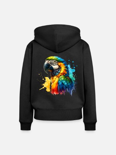 Papageie - Frauen Premium Bio Zip Hoodie - Schwarz