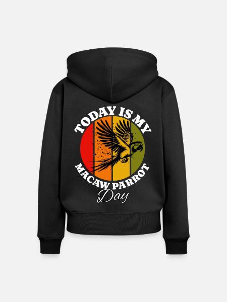 Papageie - Frauen Premium Bio Zip Hoodie - Schwarz