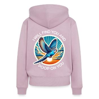 Budgie Sayings - Women's Premium Organic Zip Hoodie - dusky pink - Back - Julia (174cm)