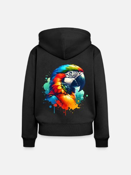 Papageie Sprüche - Frauen Premium Bio Zip Hoodie - Schwarz