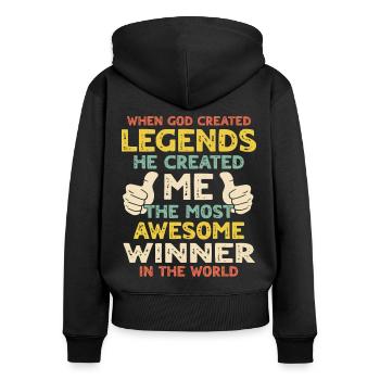 Winner - Women's Premium Organic Zip Hoodie - black - Back - Julia (174cm)