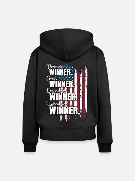 Gewinner US Winner - Frauen Premium Bio Zip Hoodie - Schwarz