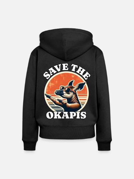 Save Okapi - Frauen Premium Bio Zip Hoodie - Schwarz