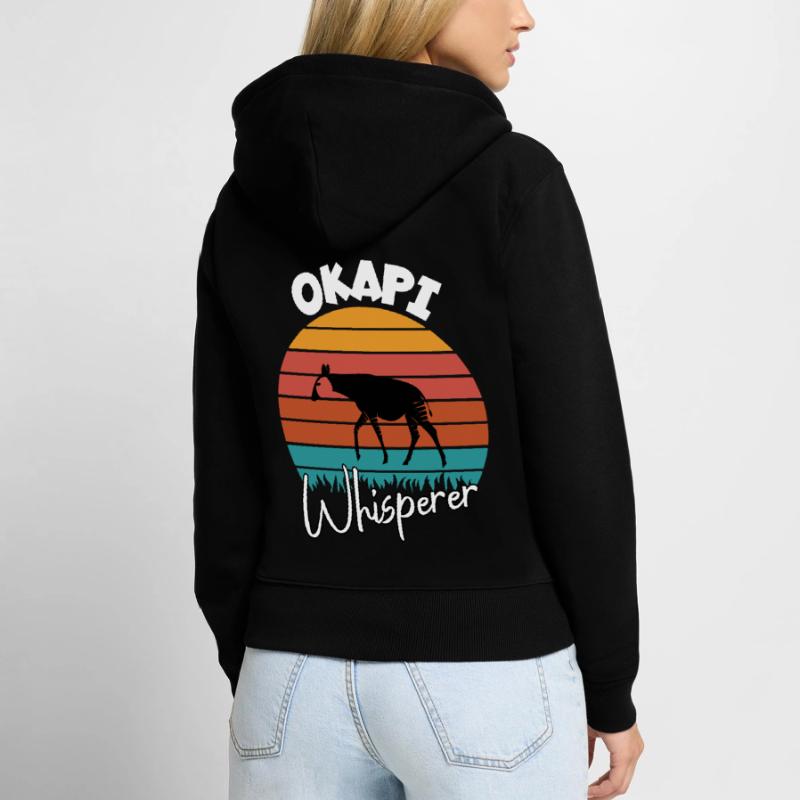 Okapi Flüsterer Frauen Premium Bio Zip Hoodie