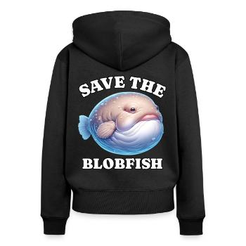 Sauvez Blobfish - Sweat à capuche zippé Premium bio Femme - noir - Dos - Julia (174cm)