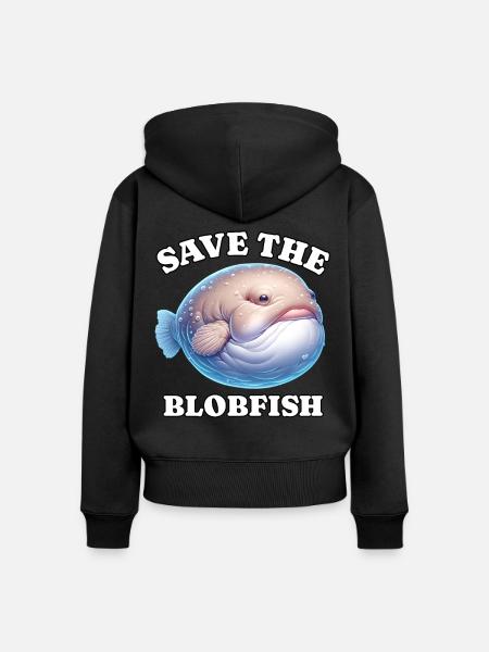 Save Blobfisch - Frauen Premium Bio Zip Hoodie - Schwarz