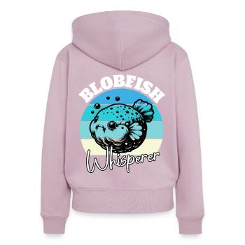 Blobfisch Flüsterer - Frauen Premium Bio Zip Hoodie - Altrosa - Hinten - Julia (174cm)