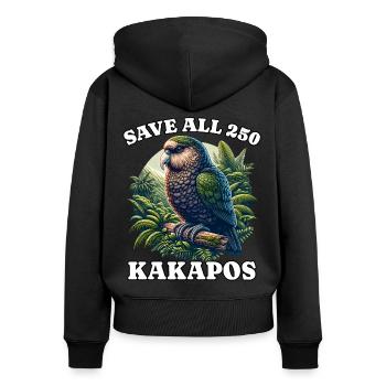 Sauvez Kakapo - Sweat à capuche zippé Premium bio Femme - noir - Dos - Julia (174cm)