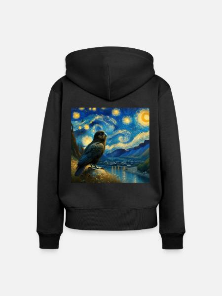 Kakapo Starry Night - Frauen Premium Bio Zip Hoodie - Schwarz