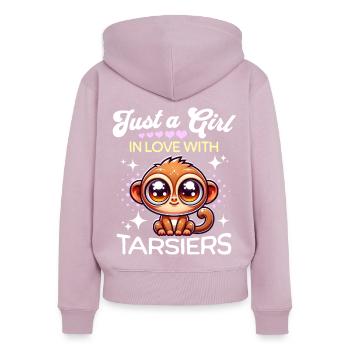 Koboldmaki Mädchen Tarsier - Frauen Premium Bio Zip Hoodie - Altrosa - Hinten - Julia (174cm)