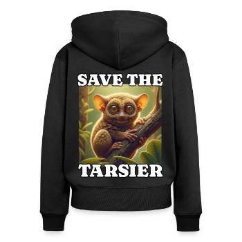 Sauver tarsier - Sweat à capuche zippé Premium bio Femme - noir - Dos - Julia (174cm)