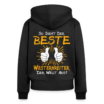 Idée cadeau westernwestern rider - Sweat à capuche zippé Premium bio Femme - noir - Dos - Julia (174cm)