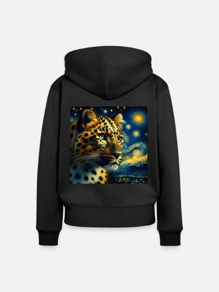 Amurleopard Starry Night - Frauen Premium Bio Zip Hoodie - Schwarz