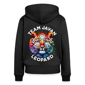 Java Leopard Sprüche - Frauen Premium Bio Zip Hoodie - Schwarz - Hinten - Julia (174cm)