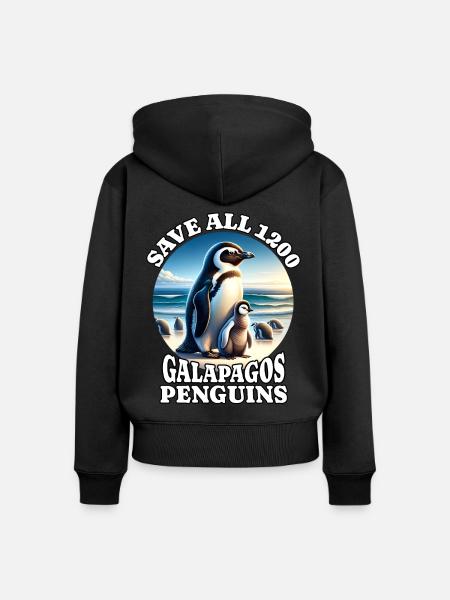 Save Galapagos Pinguin - Frauen Premium Bio Zip Hoodie - Schwarz