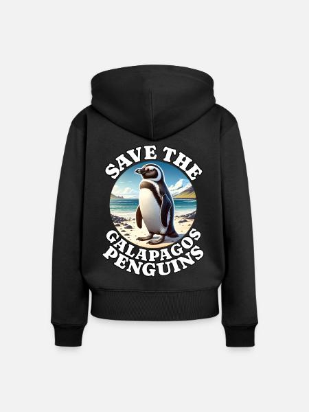 Galapagos Pinguin - Frauen Premium Bio Zip Hoodie - Schwarz