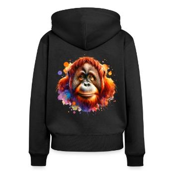 Orang Utan - Frauen Premium Bio Zip Hoodie - Schwarz - Hinten - Julia (174cm)