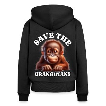 Orang Utan - Frauen Premium Bio Zip Hoodie - Schwarz - Hinten - Julia (174cm)