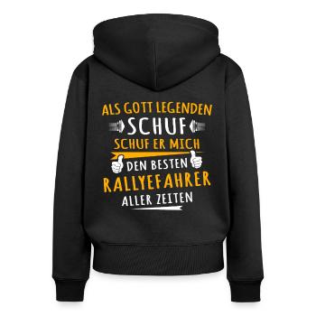 Pilote de rallye - Sweat à capuche zippé Premium bio Femme - noir - Dos - Julia (174cm)