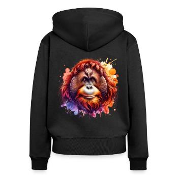Orang Utan - Frauen Premium Bio Zip Hoodie - Schwarz - Hinten - Julia (174cm)