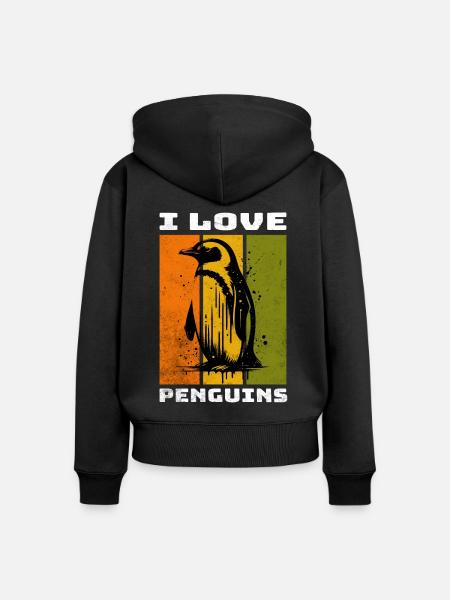 Penguin Pinguin - Frauen Premium Bio Zip Hoodie - Schwarz