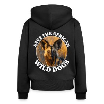 Chien de chasse peint - Sweat à capuche zippé Premium bio Femme - noir - Dos - Julia (174cm)