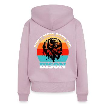 Dictons amusants de buffle - Sweat à capuche zippé Premium bio Femme - rose poudré - Dos - Julia (174cm)