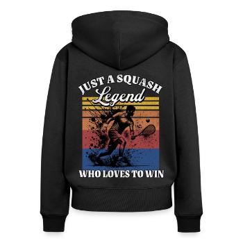 Joueur de squash américain - Sweat à capuche zippé Premium bio Femme - noir - Dos - Julia (174cm)