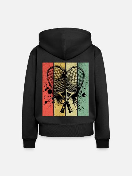 Squash Retro - Frauen Premium Bio Zip Hoodie - Schwarz