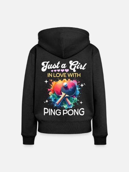 Ping Pong Mädchen - Frauen Premium Bio Zip Hoodie - Schwarz