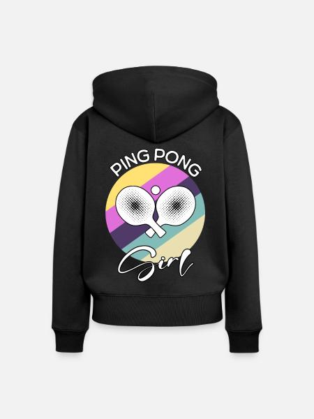 Ping Pong Girl - Frauen Premium Bio Zip Hoodie - Schwarz