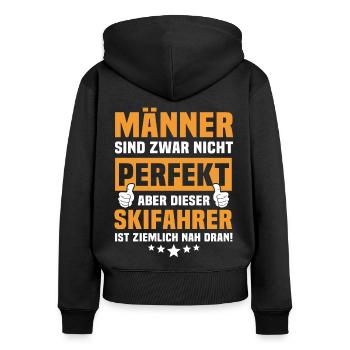 Dictons amusants de skieurs - Sweat à capuche zippé Premium bio Femme - noir - Dos - Julia (174cm)