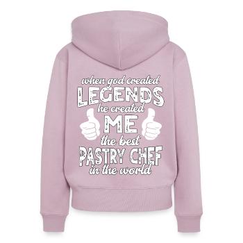 Meilleur Pâtissier Légende - Sweat à capuche zippé Premium bio Femme - rose poudré - Dos - Julia (174cm)