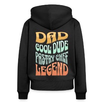 Papa Chef Pâtissier - Sweat à capuche zippé Premium bio Femme - noir - Dos - Julia (174cm)