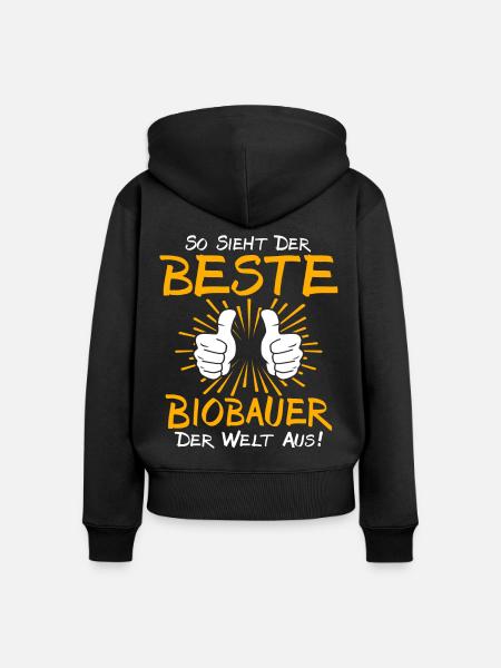 Biobauer Geschenkidee - Frauen Premium Bio Zip Hoodie - Schwarz