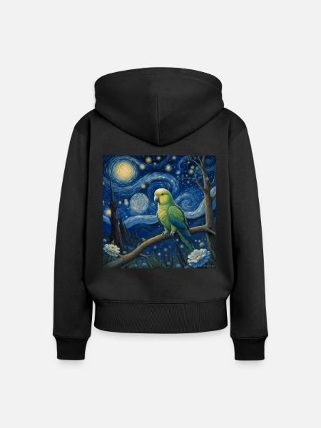 Mönchssittich Starry Night - Frauen Premium Bio Zip Hoodie - Schwarz
