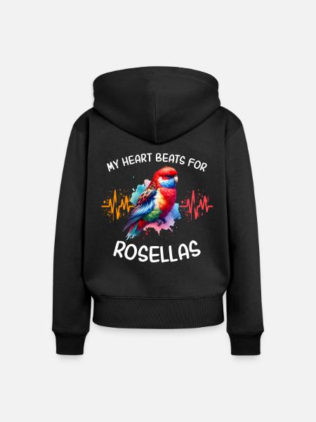 Rosellasittich Herzlinie - Frauen Premium Bio Zip Hoodie - Schwarz