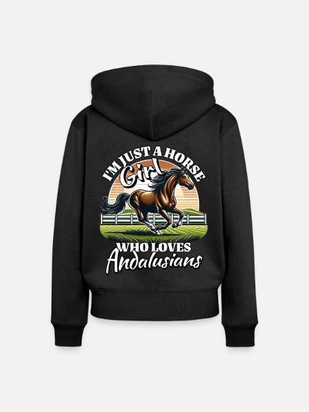 Ich Liebe Andalusier Spruch - Frauen Premium Bio Zip Hoodie - Schwarz