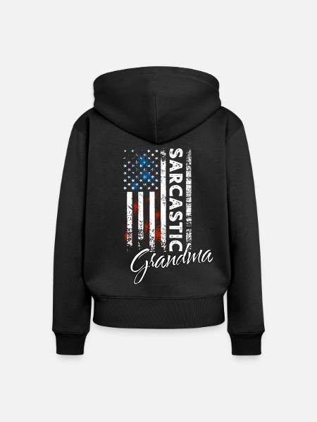Sarkastischer Oma - Frauen Premium Bio Zip Hoodie - Schwarz