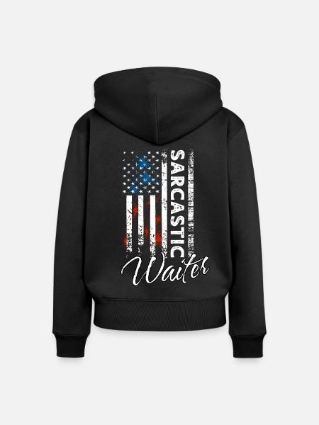 Sarkastischer Kellner - Frauen Premium Bio Zip Hoodie - Schwarz