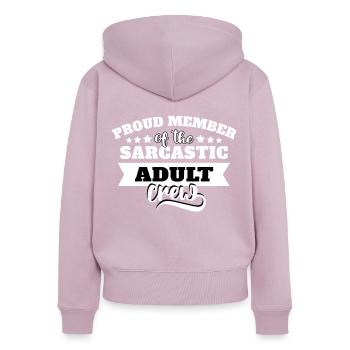 Erwachsener Sarkasmus - Frauen Premium Bio Zip Hoodie - Altrosa - Hinten - Julia (174cm)