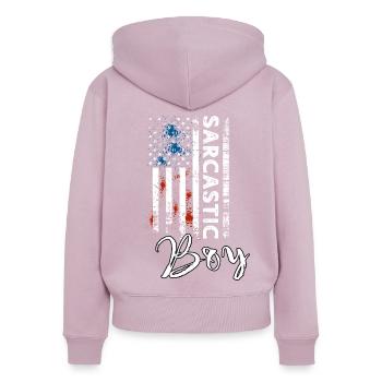 Sarkastischer Junge - Frauen Premium Bio Zip Hoodie - Altrosa - Hinten - Julia (174cm)