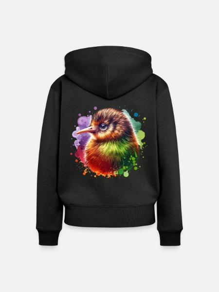Kiwi Vogel - Frauen Premium Bio Zip Hoodie - Schwarz