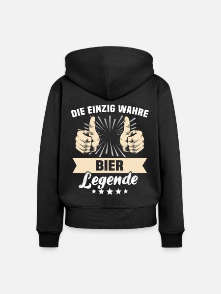 Bier Sprüche - Frauen Premium Bio Zip Hoodie - Schwarz