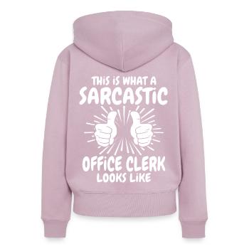 Sarkastischer Büroarbeiter - Frauen Premium Bio Zip Hoodie - Altrosa - Hinten - Julia (174cm)