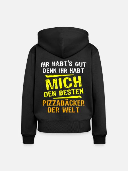 Pizzabäcker Geschenk - Frauen Premium Bio Zip Hoodie - Schwarz
