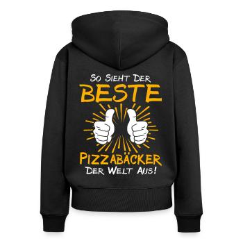 Pizza Maker Gift Idea - Women's Premium Organic Zip Hoodie - black - Back - Julia (174cm)